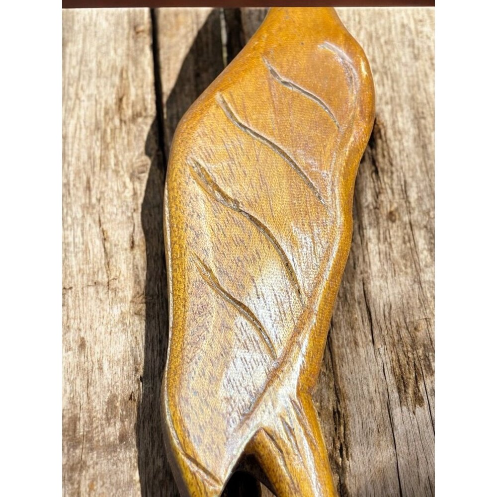 Vintage MCM Hand Carved Wood Crane 9 1/4" Tall Sculpture Figurine - Picture 5 of 8